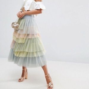 ASOS Pastel Rainbow Tiered Tulle Skirt